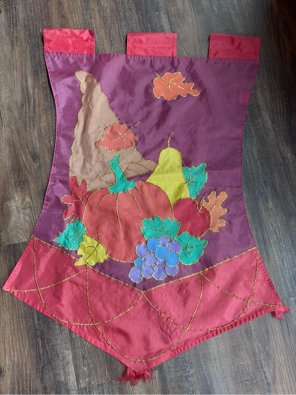 vintage maroon nylon Jetmax Cornucopia Flag Banner